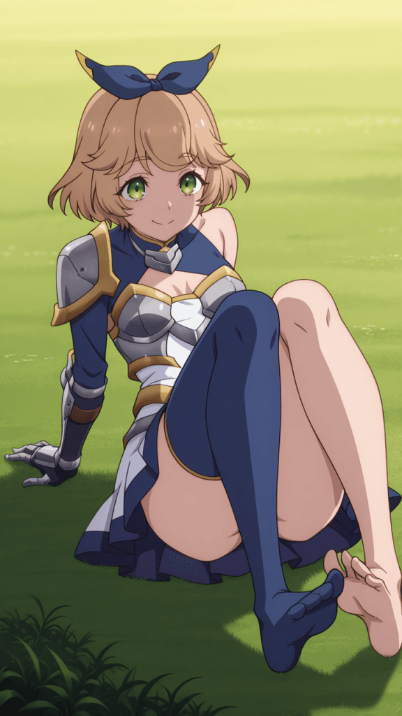 Anime: Cluny Cluciel, spadaccina bionda con armatura. Manga Un Contadino Diventa Maestro di Spada.