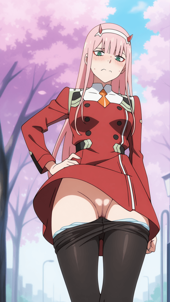 Zero Two di Darling in the Franxx. Anime erotico, fan art.