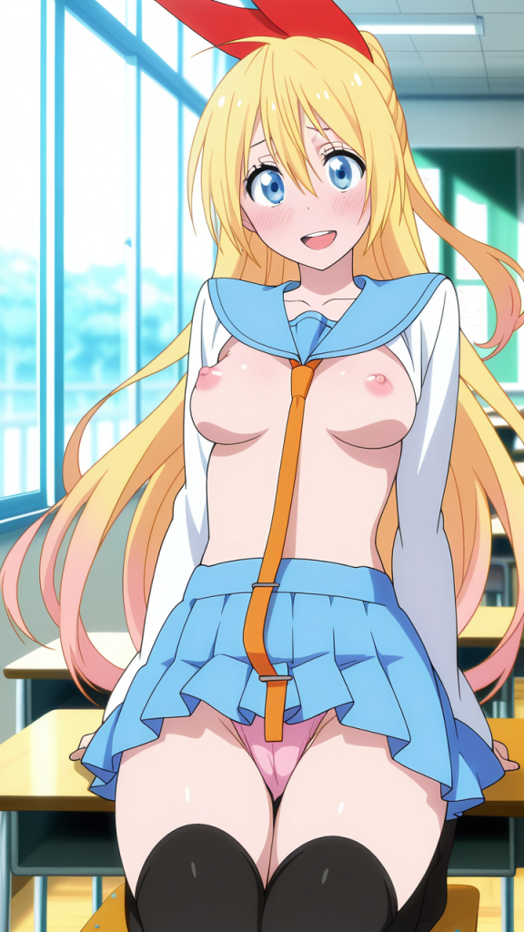 Ero immagine di Nisekoi,桐崎千棘 (Chitoge Kirisaki) in uniforme scolastica.