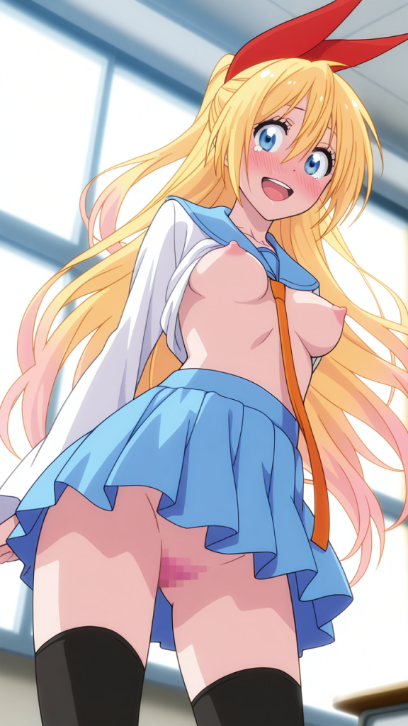 Nisekoi: Chitoge Kirisaki in uniforme scolastica. Immagine erotica.