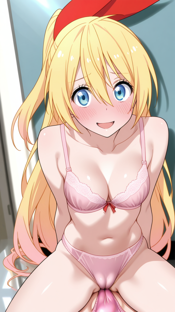 Nisekoi:桐崎千棘 (Chitoge Kirisaki) in lingerie rosa. Manga, anime.