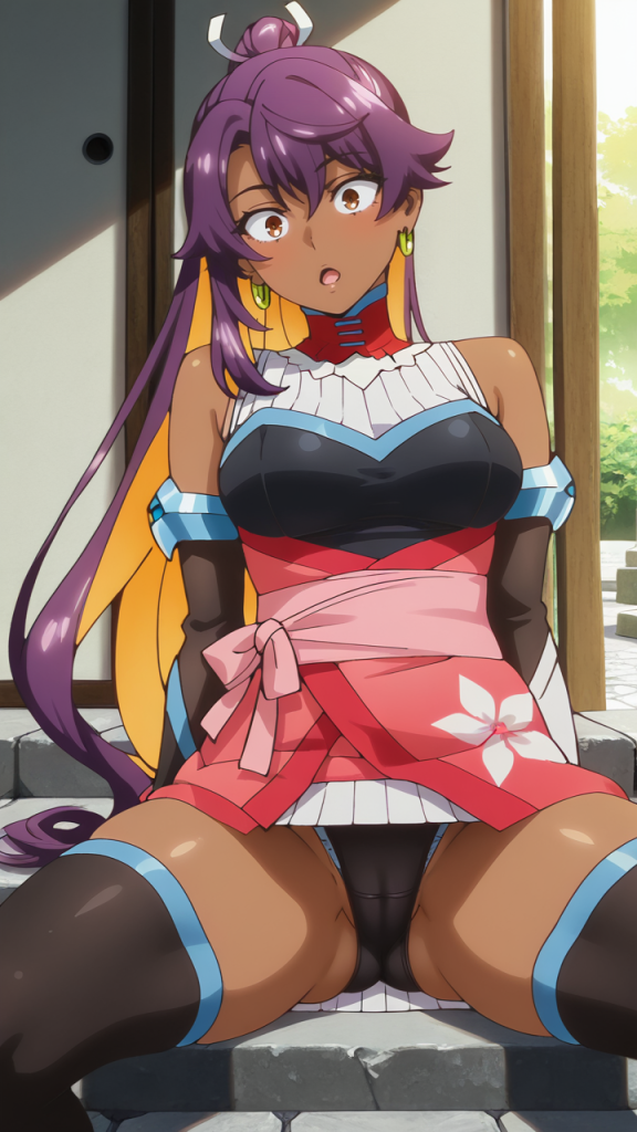 Anime Reバース-ユラ, ragazza sorpresa con abito rosa. Immagine erotica da Onmyou-Kaiten.