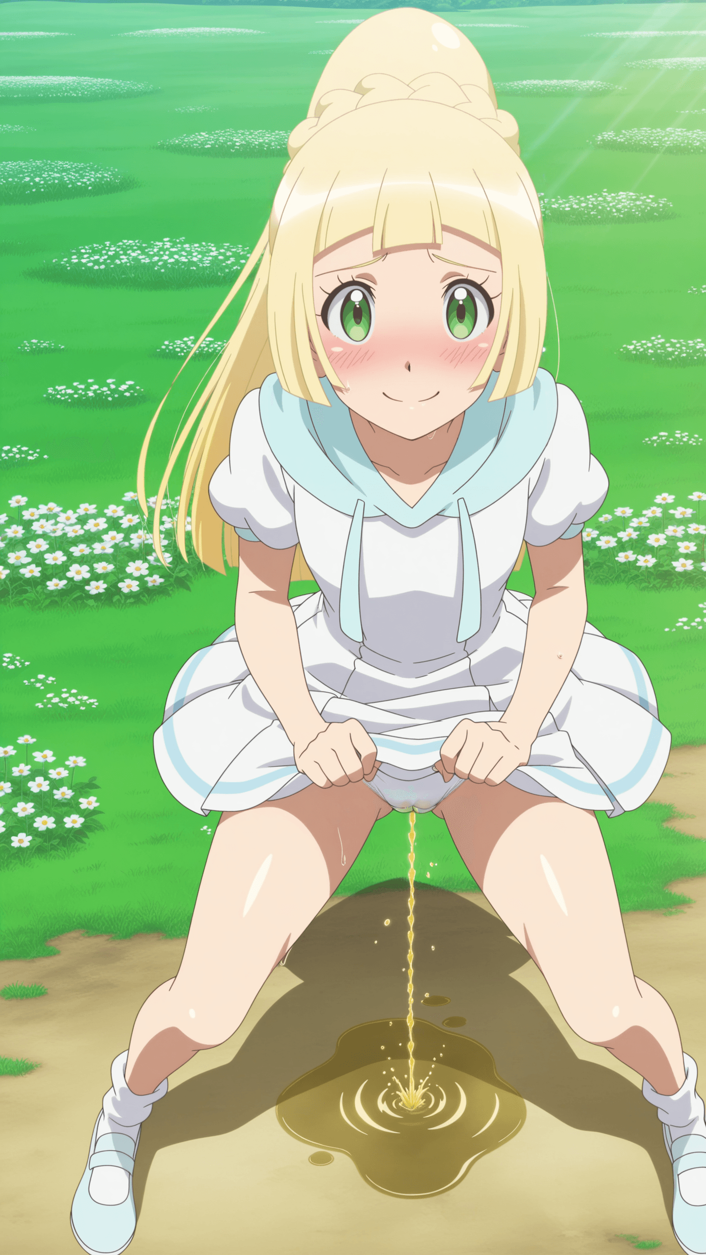 Lillie Pokemon urina. Immagine erotica di alta qualità.