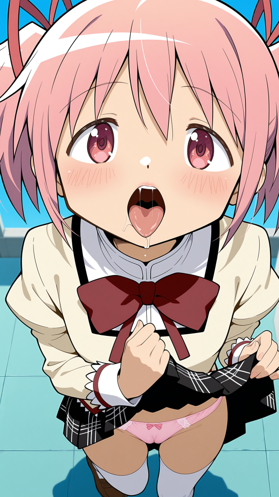 Ero-immagine di Kaname Madoka (魔法少女まどか☆マギカ). Faccia da blowjob in alta qualità.