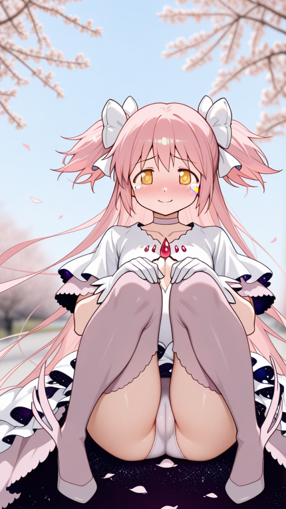Madoka Kaname Ultimate, anime erotico. Manga di magia con ragazza dai capelli rosa.