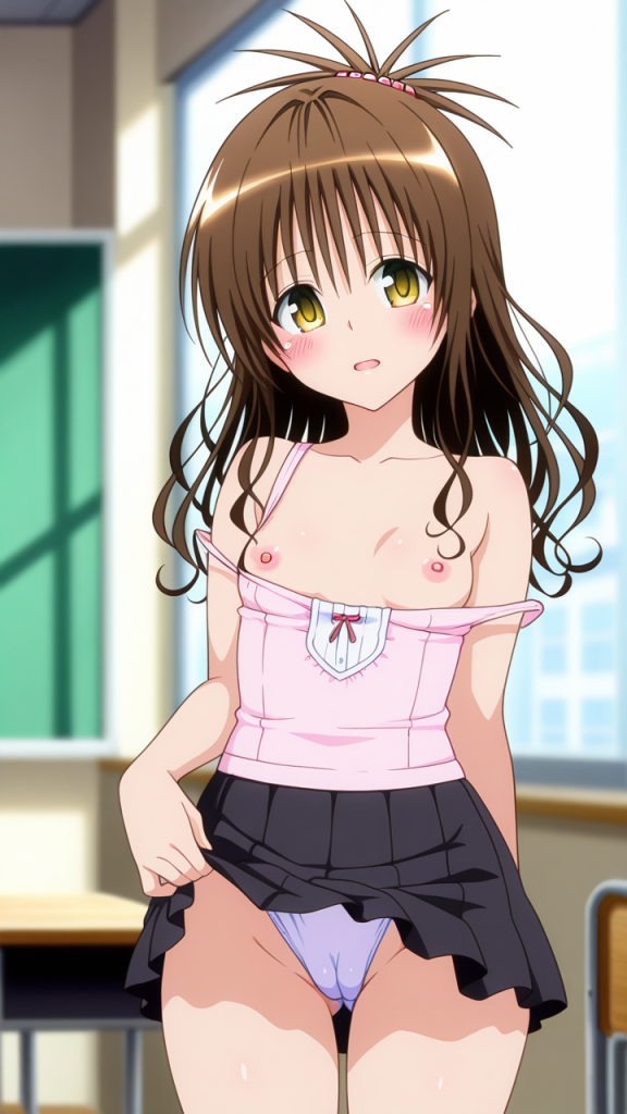 Ero-immagine di Yuuki Mikan da To LOVE-Ru. Anime girl in lingerie e gonna.
