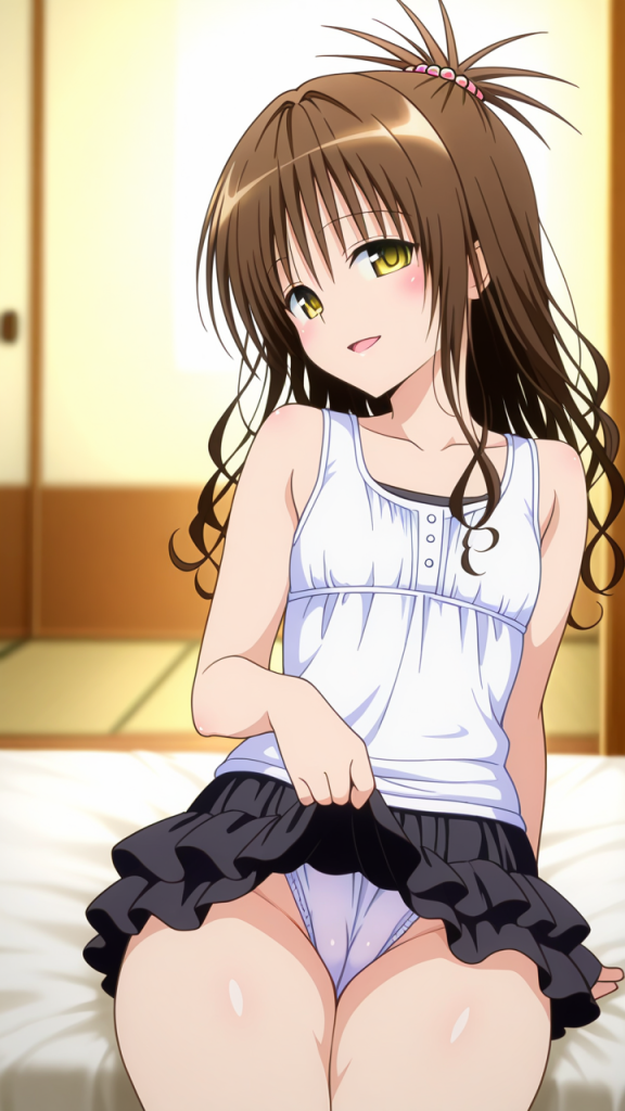 Ero immagine di To LOVE-Ru: Yuki Mikan in minigonna. Manga anime.
