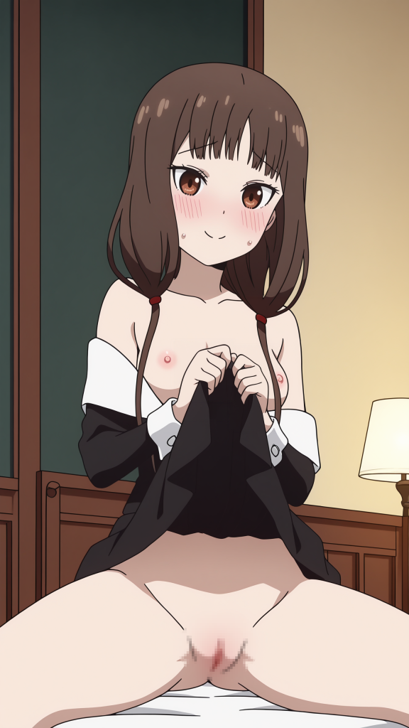 Miko Iino (Kaguya-sama) erotica AI. Immagine NSFW di anime girl con le gambe divaricate.