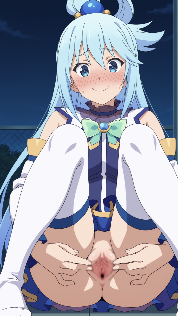 Aqua di Konosuba, anime erotico, gambe aperte, alta qualità,くぱぁ.