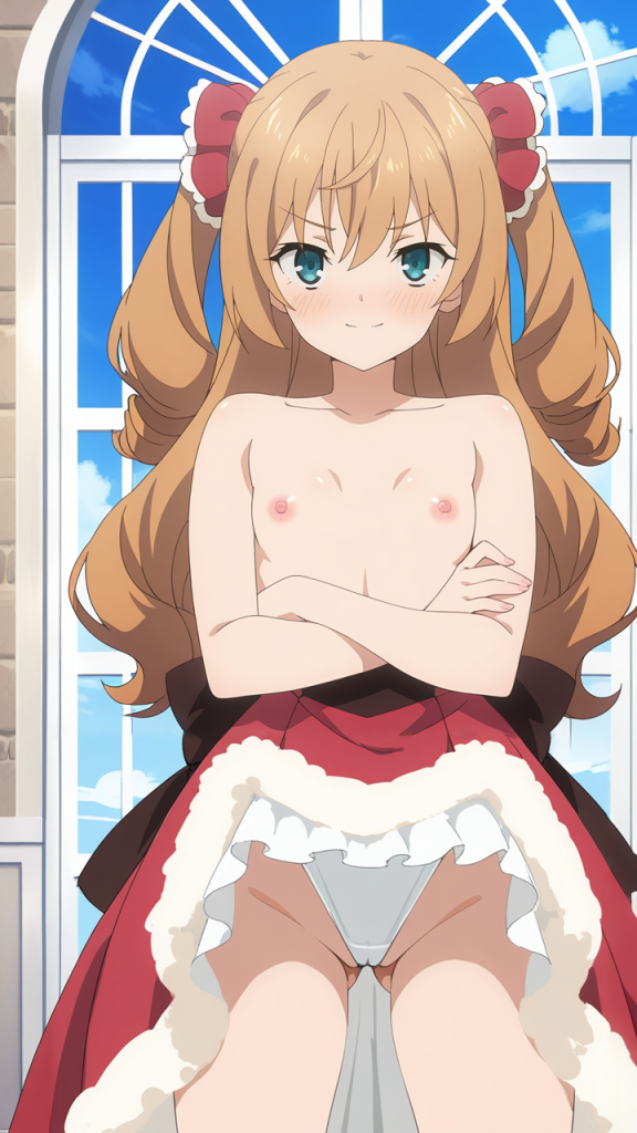 Isabelle Norton (Silent Witch). Anime girl bionda con occhi azzurri e vestito rosso.