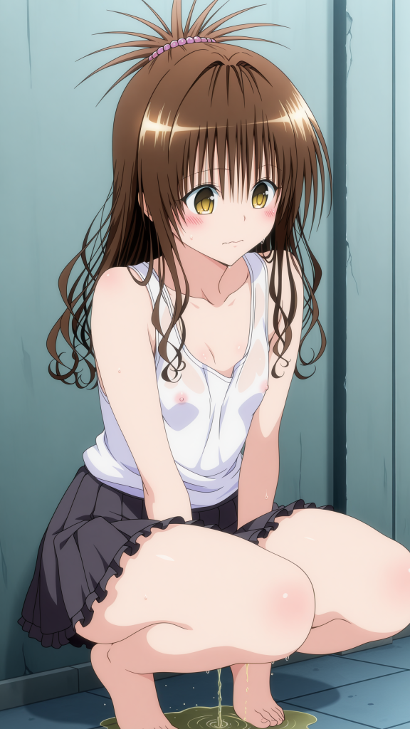 Anime To LOVE-Ru Mikan Yuuki fa pipì. Immagine erotica AI ad alta qualità.