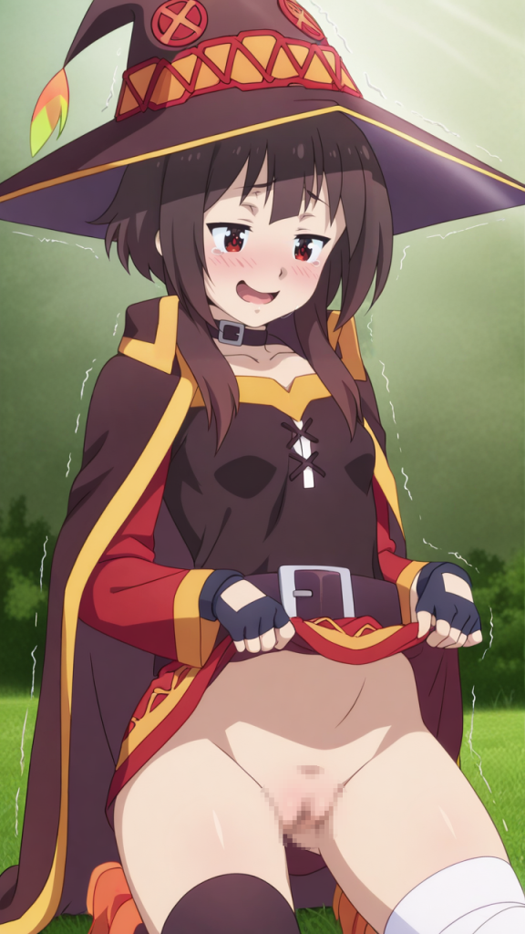 Megumin di Konosuba くぱぁ. Immagine AI erotica.