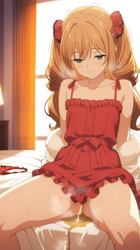 Anime: Isabelle Norton (Silent Witch) fa pipì. Ragazza bionda in vestaglia rossa. Contenuti espliciti.