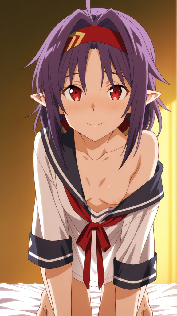 Yuuki Konno di Sword Art Online in stile anime. Immagine AI erotica.