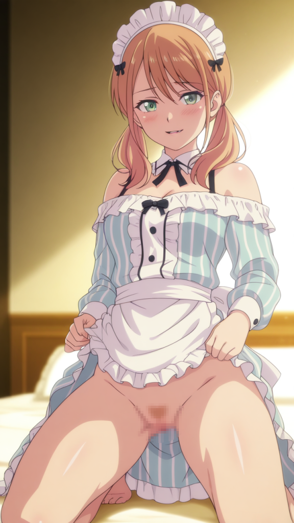 Tsukishima Ryusei AI, Ero-immagine di cameriera sexy da La Dea del Caffè.