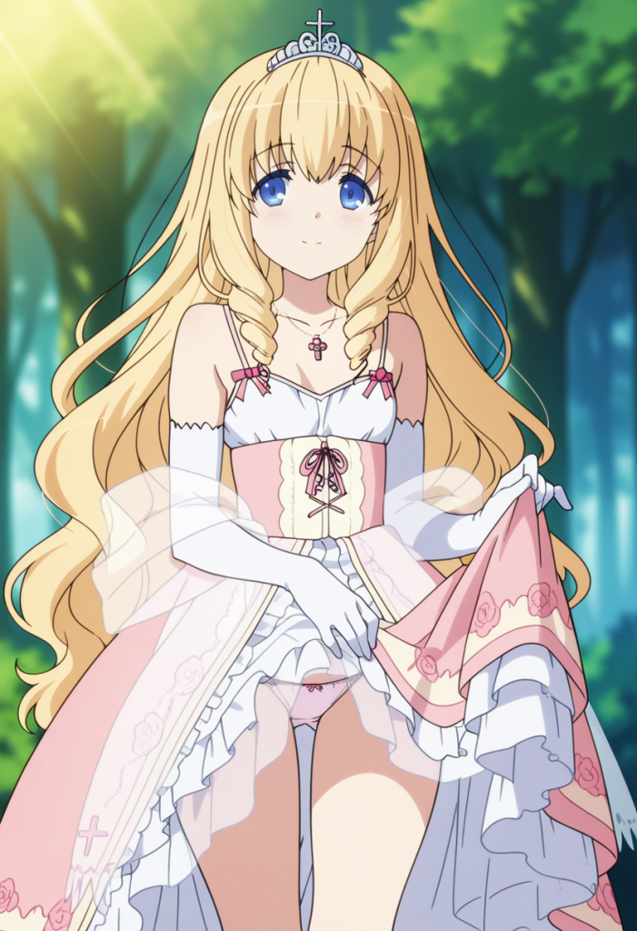 Latifa Fleuranza di Amagi Brilliant Park in abito rosa. Immagine AI. #Latifa #AmagiBrilliantPark #AI