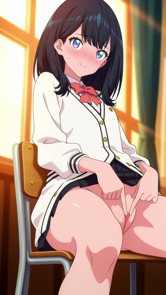 Rikka Takarada (SSSS.GRIDMAN) in posa erotica. Immagine AI, fan service.