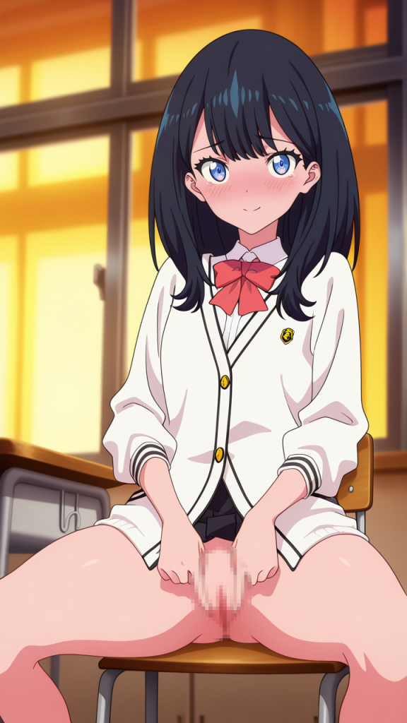 Rikka Takarada (SSSS.GRIDMAN) in posa erotica. Immagine AI, fan service.