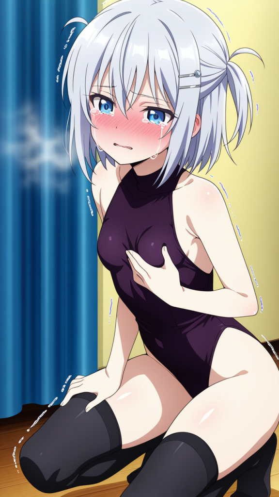 銀髪ツインテール貧乳小柄 美少女エロ AI エロ画像