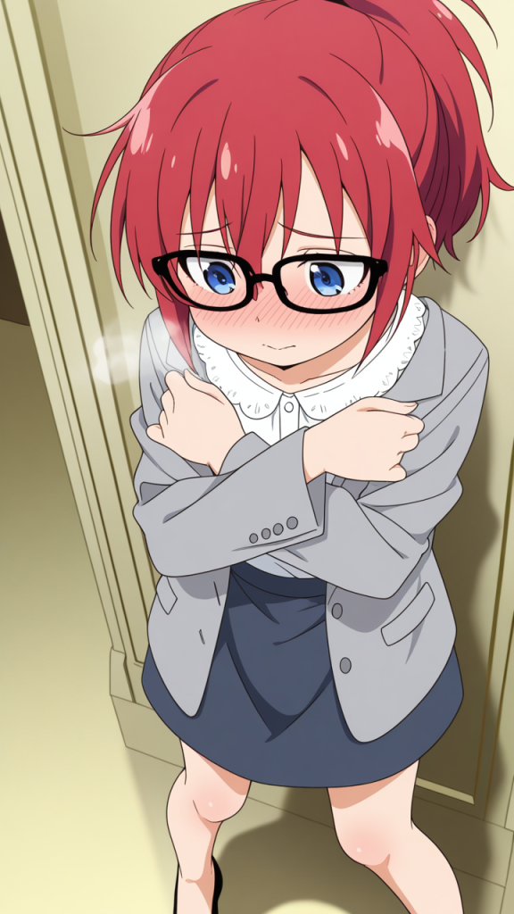 赤髪ポニーテール眼鏡ロリ 美少女エロ AI エロ画像