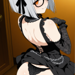 【エロ画像】銀髪外ハネボブグラマラス×バック・後背位_AI