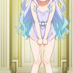 【エロ画像】水色ウェーブロングロリ体型×おしっこ・放尿_AI