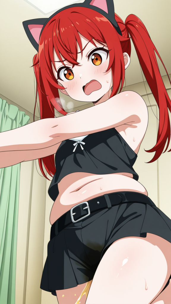 赤髪セミロングむっちり おしっこ・放尿 AI エロ画像
