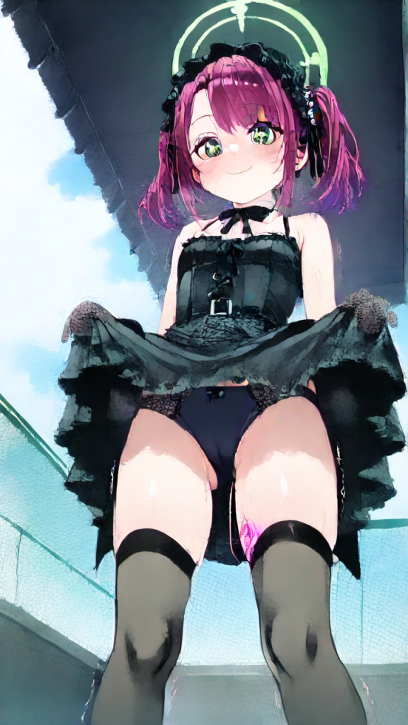 紫髪サイドテールロリ バイブ責め AI エロ画像