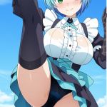 【エロ画像】水色ショート巨乳×おしっこ・放尿_AI