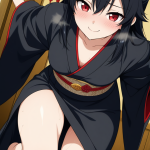 【エロ画像】黒髪ハーフアップグラマラス×おしっこ・放尿_AI