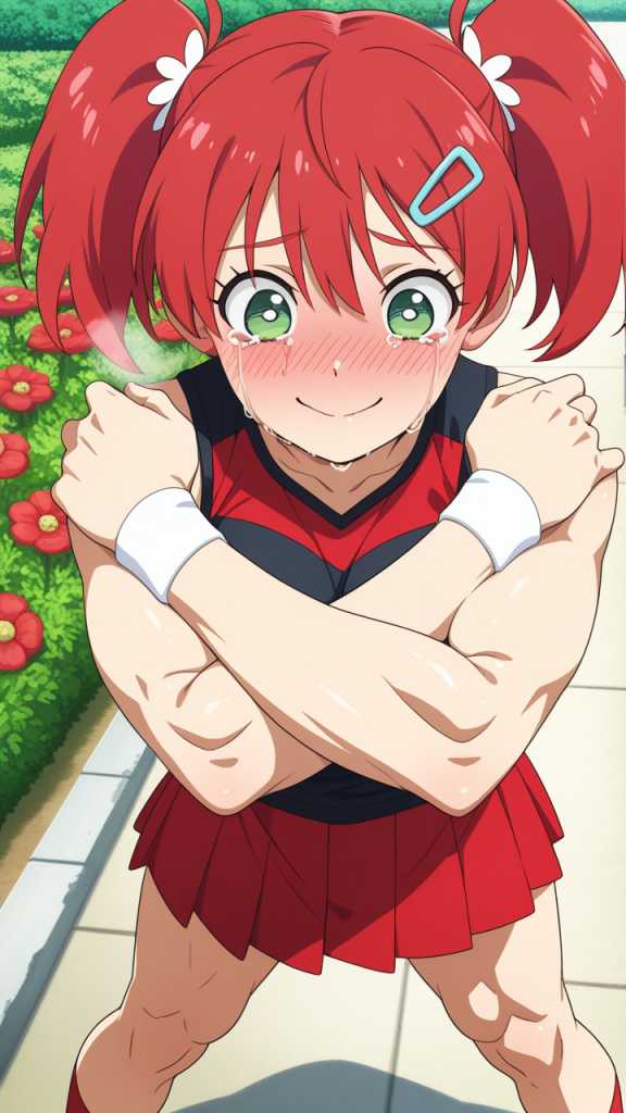 赤髪ツインテール筋肉質 美少女エロ AI エロ画像