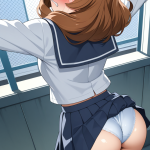 【エロ画像】茶髪セミロング筋肉質×バック・後背位_AI