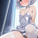 【エロ画像】銀髪ショートボブロリ魔法少女×おしっこ・放尿_AI