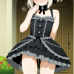 【エロ画像】プラチナ髪ポニーテール貧乳小柄×おしっこ・放尿_AI