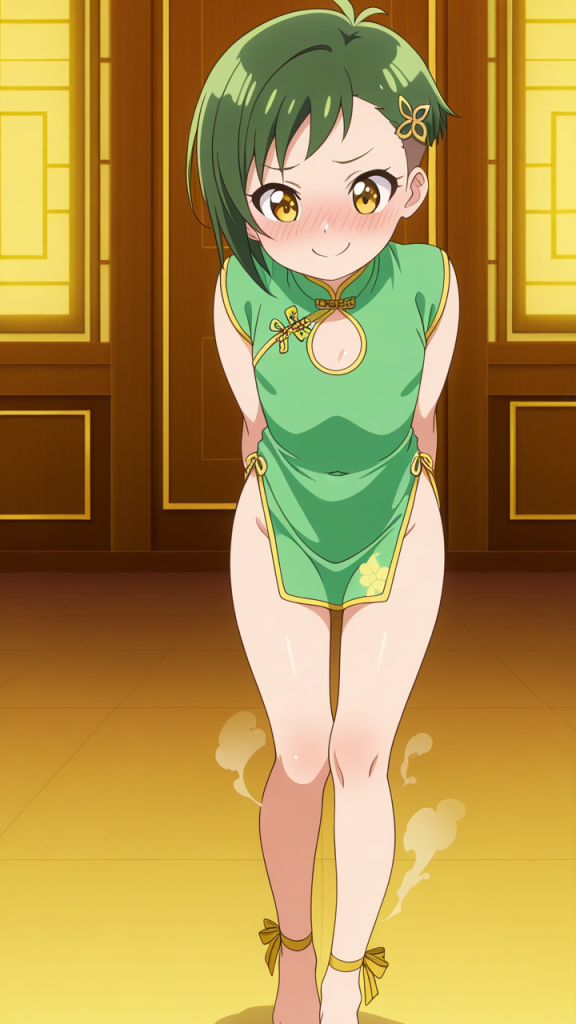 緑髪刈り上げショートロリ 美少女エロ AI エロ画像