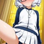 【エロ画像】水色サイドテール貧乳小柄×おしっこ・放尿_AI