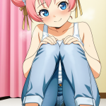 【エロ画像】桜色お団子ロリ体型×おしっこ・放尿_AI