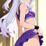 【エロ画像】白髪ハーフアップ長身貧乳×バック・後背位_AI