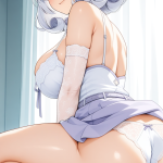 【エロ画像】白髪アップスタイル巨乳×バック・後背位_AI