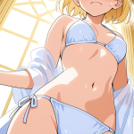 【エロ画像】金髪サイドテール長身スレンダー×美少女エロ_AI_アニメエロ画像