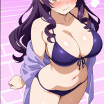 【エロ画像】紫髪内巻きセミロング柔らか体型×美少女エロ_AI_アニメエロ画像