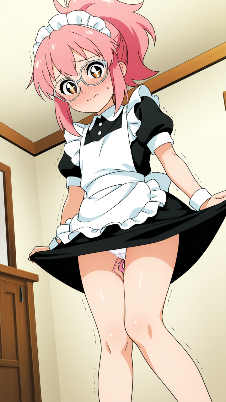 桜色ポニーテール貧乳長身 バイブ責め_アニメエロ画像 AI エロ画像