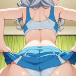 【エロ画像】グレー内巻きセミロング巨乳×バック・後背位_AI_アニメエロ画像