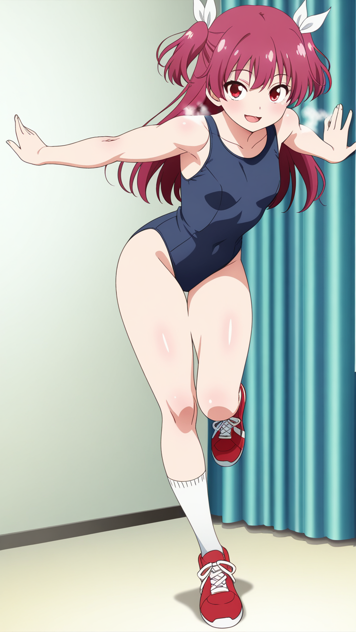 マゼンタハーフアップ筋肉質 美少女エロ_アニメエロ画像 AI エロ画像