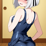 【エロ画像】グレーボブ巨乳スレンダー×バック・後背位_AI_アニメエロ画像