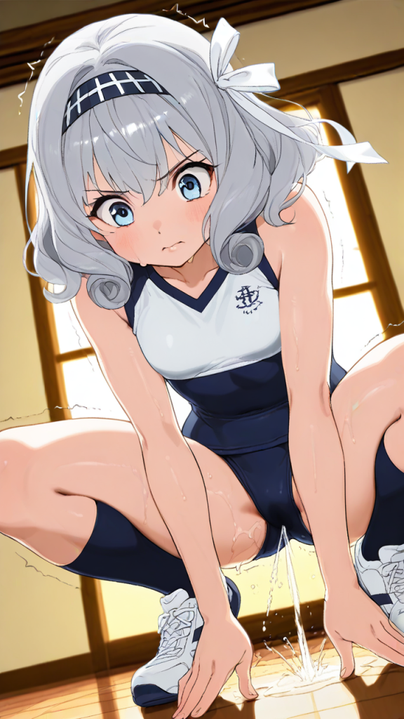 グレー髪内巻きセミロング筋肉質 潮吹き_アニメエロ画像 AI エロ画像