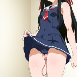 【エロ画像】深紅ロング筋肉質×バイブ責め_AI_アニメエロ画像