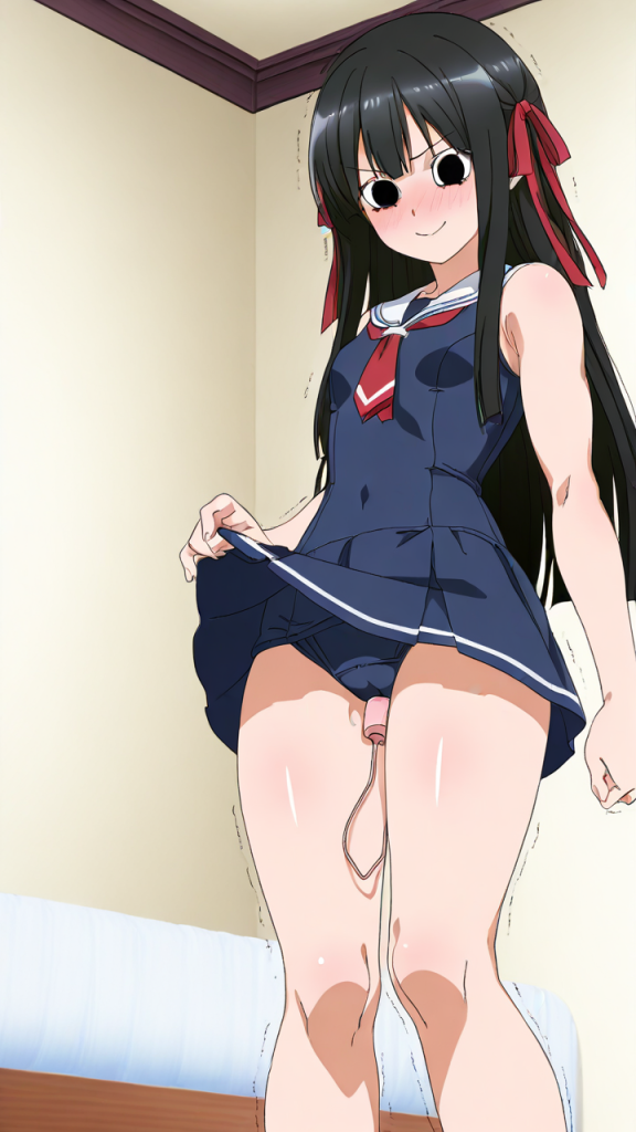 深紅ロング筋肉質 バイブ責め_アニメエロ画像 AI エロ画像