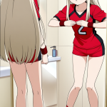 【エロ画像】プラチナハーフアップ貧乳長身×鏡越し_AI_アニメエロ画像