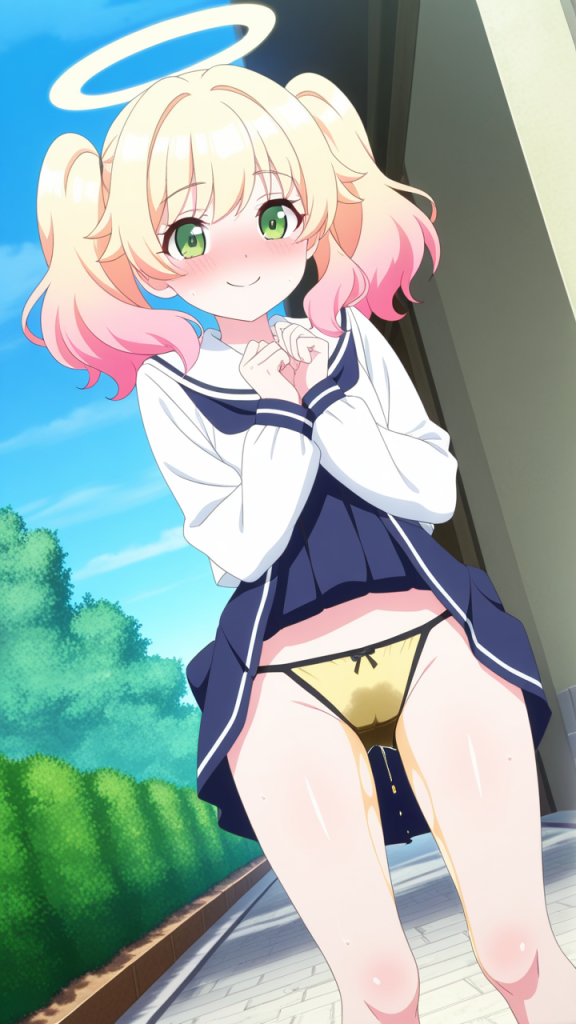 ピンクグラデツインテールむっち おしっこ・放尿_アニメエロ画像 AI エロ画像